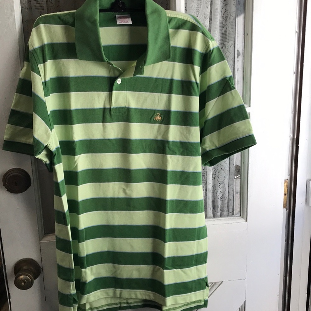 Brooks Brothers CottonGreen Stripe Polo Size M
